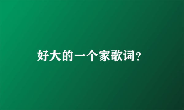 好大的一个家歌词？