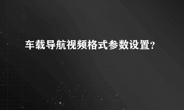 车载导航视频格式参数设置？