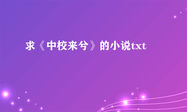 求《中校来兮》的小说txt