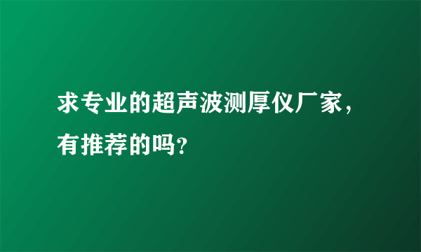 求专业的超声波测厚仪厂家，有推荐的吗？