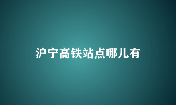 沪宁高铁站点哪儿有