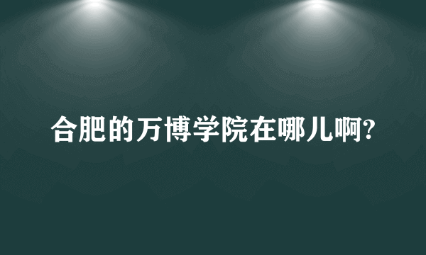 合肥的万博学院在哪儿啊?