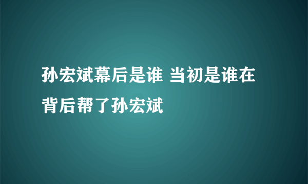 孙宏斌幕后是谁 当初是谁在背后帮了孙宏斌