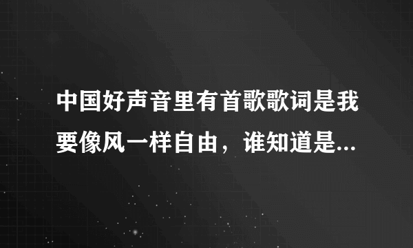 中国好声音里有首歌歌词是我要像风一样自由，谁知道是什么歌名和谁唱的