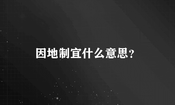 因地制宜什么意思？