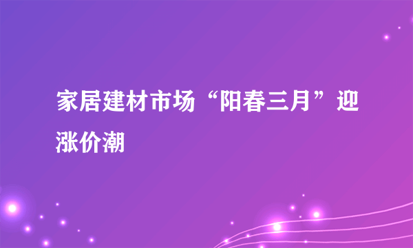 家居建材市场“阳春三月”迎涨价潮