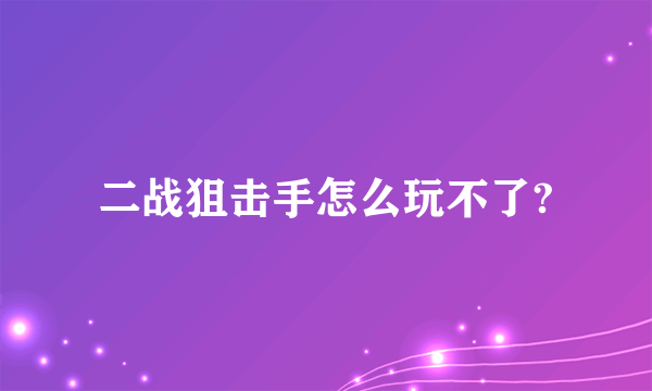 二战狙击手怎么玩不了?