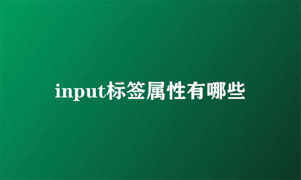 input标签属性有哪些