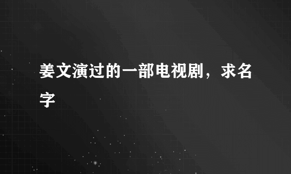 姜文演过的一部电视剧，求名字