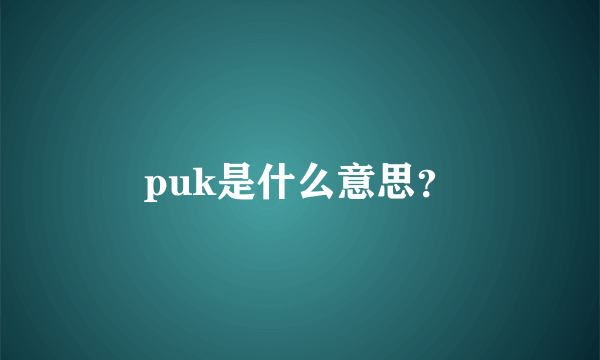 puk是什么意思？