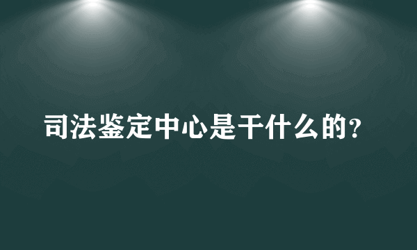 司法鉴定中心是干什么的？