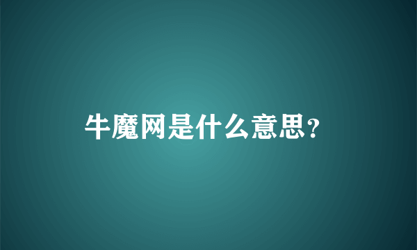 牛魔网是什么意思？