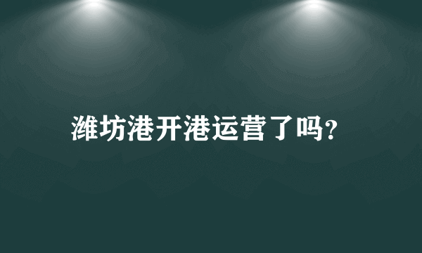 潍坊港开港运营了吗？