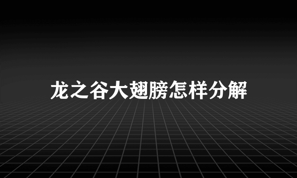 龙之谷大翅膀怎样分解