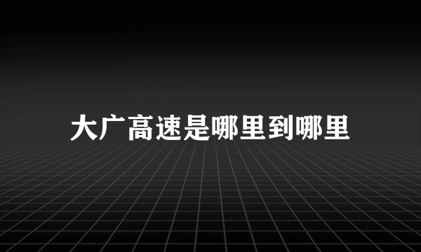 大广高速是哪里到哪里