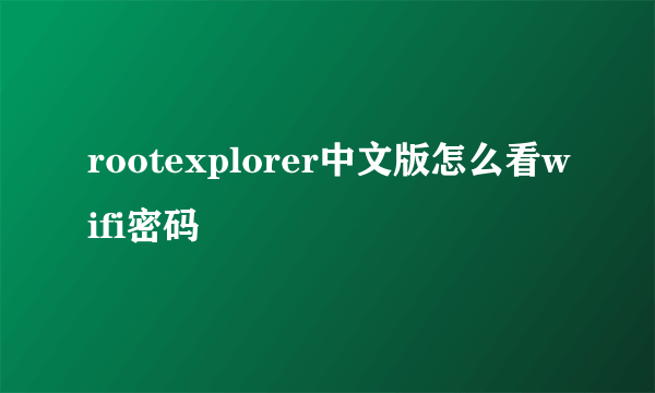 rootexplorer中文版怎么看wifi密码