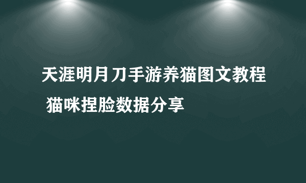 天涯明月刀手游养猫图文教程 猫咪捏脸数据分享