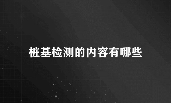 桩基检测的内容有哪些