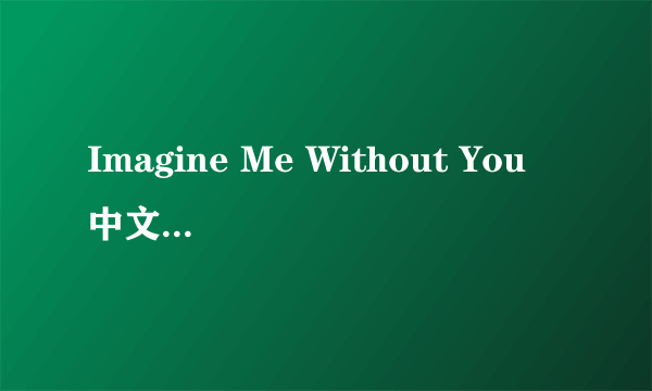 Imagine Me Without You 中文歌词 歌曲名字也要