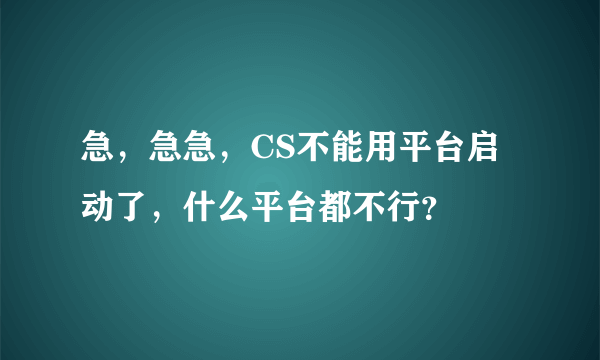 急，急急，CS不能用平台启动了，什么平台都不行？