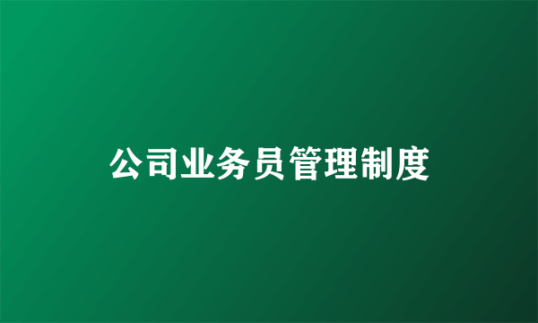 公司业务员管理制度