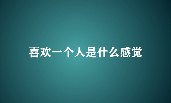 喜欢一个人是什么感觉