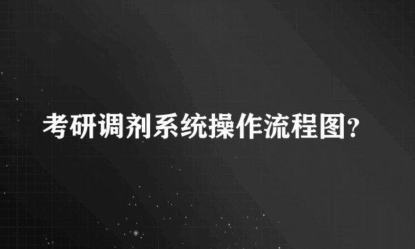 考研调剂系统操作流程图？