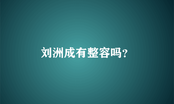 刘洲成有整容吗？