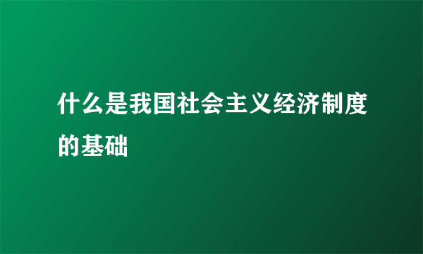 什么是我国社会主义经济制度的基础