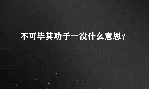 不可毕其功于一役什么意思？