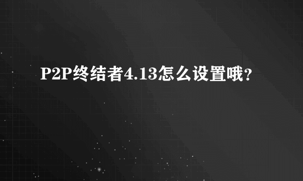 P2P终结者4.13怎么设置哦？