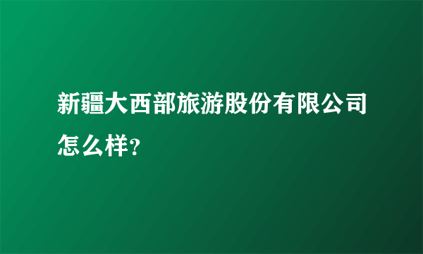 新疆大西部旅游股份有限公司怎么样？