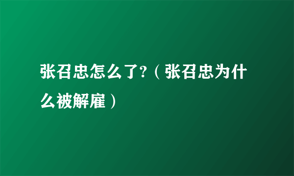 张召忠怎么了?（张召忠为什么被解雇）