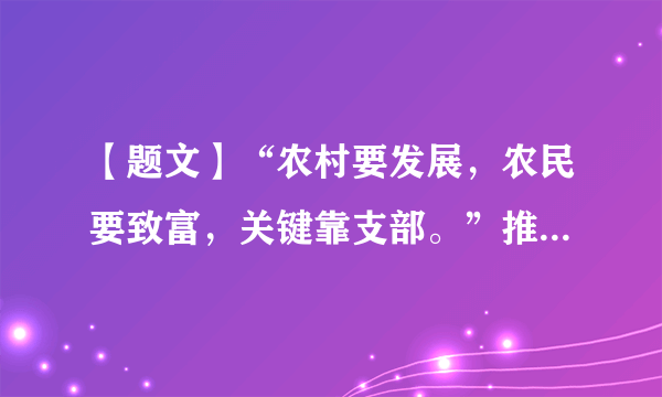 【题文】“农村要发展，农民要致富，关键靠支部。”推动乡村振兴，必须加强农村基层党组织建设，提升农村党员素质，增强农村党支部的领导力、战斗力、创造力，切实把农村基层党组织建设得坚强有力、牢固可靠。加强农村党组织建设（ ）