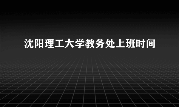 沈阳理工大学教务处上班时间