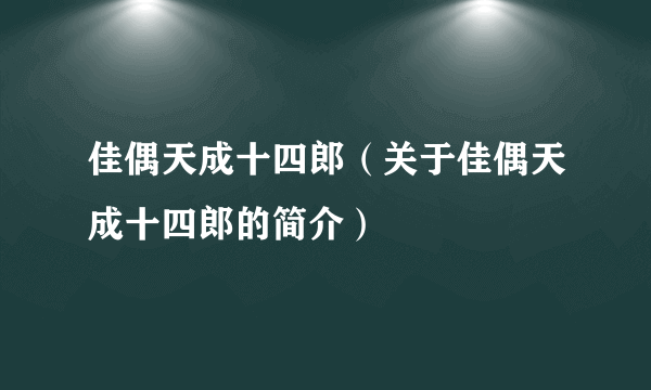 佳偶天成十四郎（关于佳偶天成十四郎的简介）