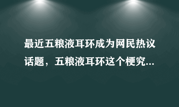 最近五粮液耳环成为网民热议话题，五粮液耳环这个梗究竟如何来的？