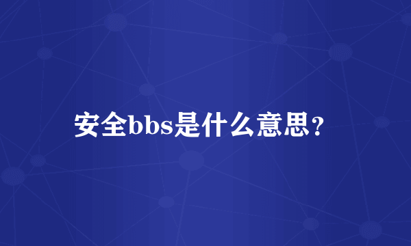 安全bbs是什么意思？