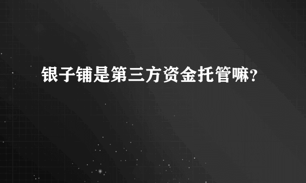 银子铺是第三方资金托管嘛？