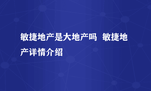 敏捷地产是大地产吗  敏捷地产详情介绍