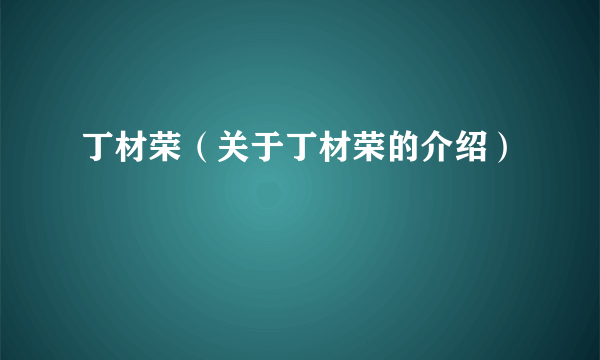 丁材荣（关于丁材荣的介绍）