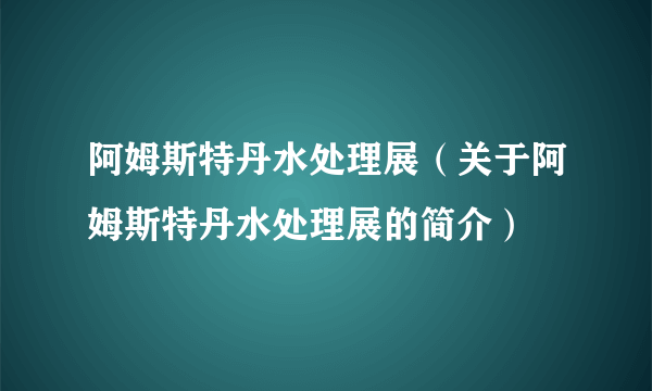 阿姆斯特丹水处理展（关于阿姆斯特丹水处理展的简介）