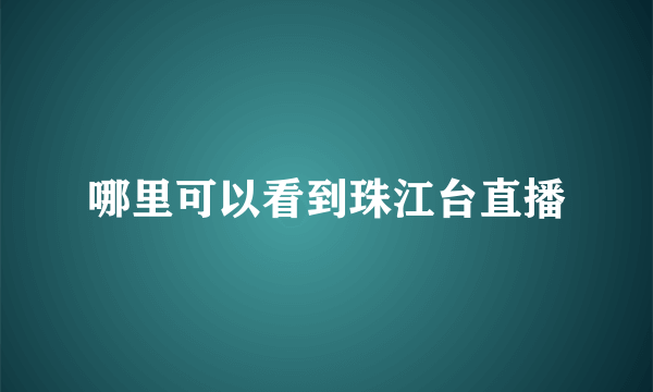 哪里可以看到珠江台直播