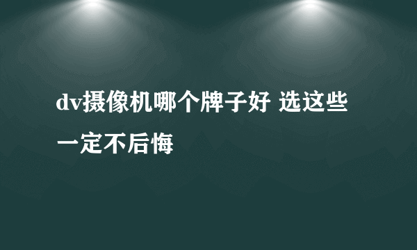 dv摄像机哪个牌子好 选这些一定不后悔