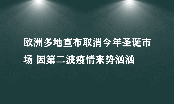 欧洲多地宣布取消今年圣诞市场 因第二波疫情来势汹汹