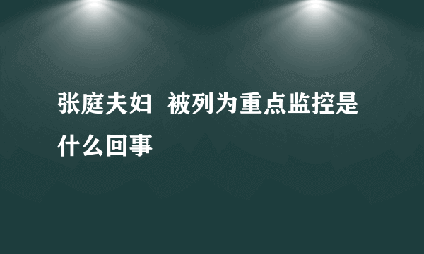 张庭夫妇  被列为重点监控是什么回事