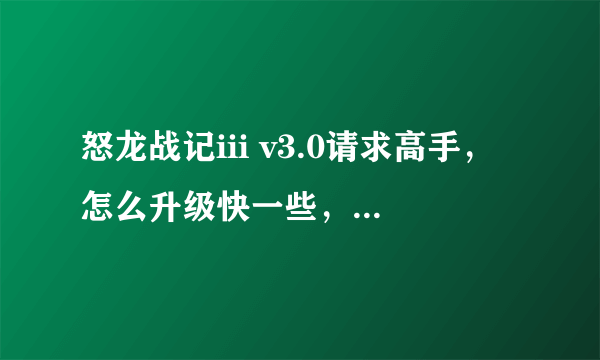 怒龙战记iii v3.0请求高手，怎么升级快一些，那位告诉能告诉我谢谢