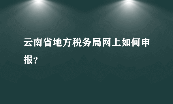 云南省地方税务局网上如何申报？