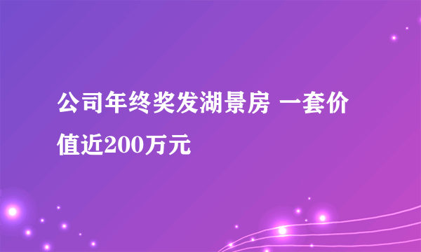 公司年终奖发湖景房 一套价值近200万元