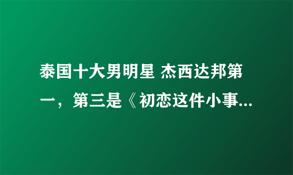 泰国十大男明星 杰西达邦第一，第三是《初恋这件小事》男主角